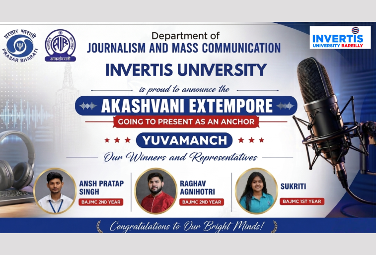 Selection of JMC Students for Akashvani’s “Yuva Manch” Programme